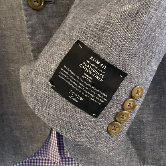 NWT J CREW Ludlow Slim Fit Suit Jacket Portuguese Cotton-Linen + 2 Dress Shirts - Picture 4 of 14